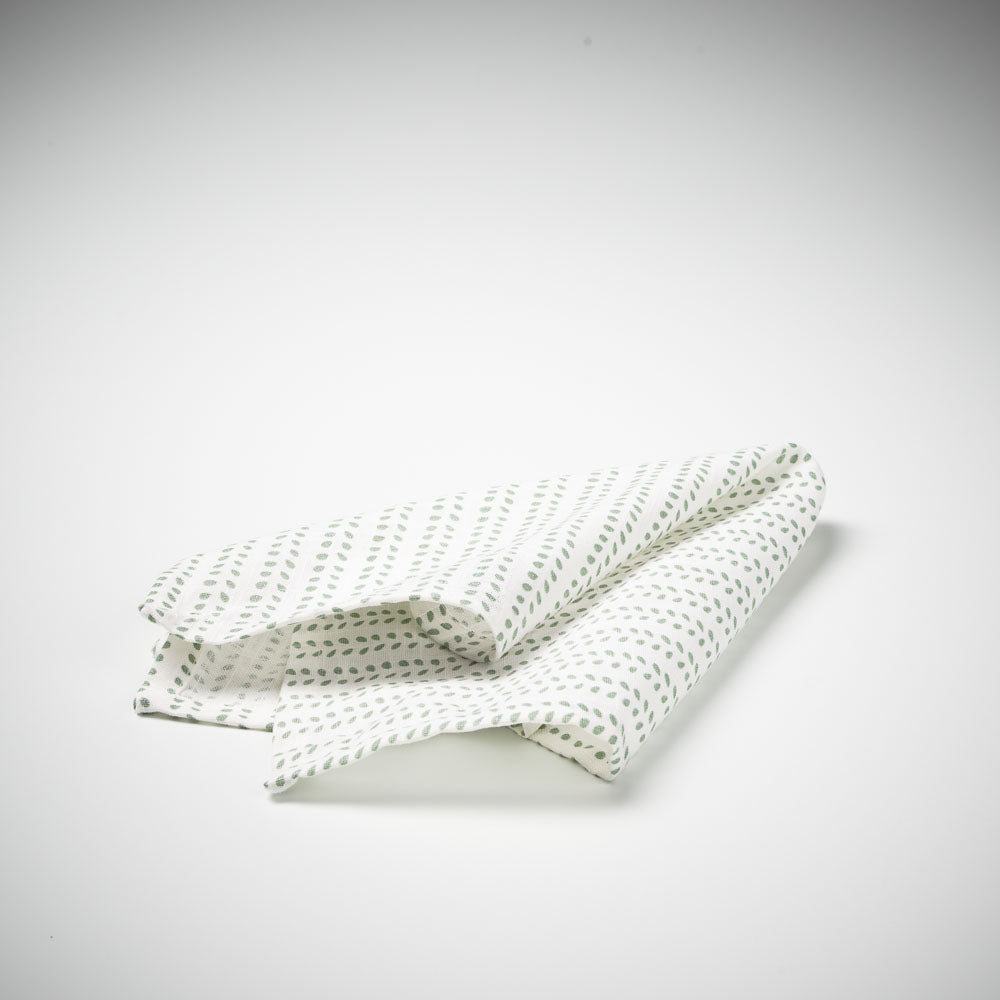 100% linen napkin set of four in white and sea mist pattern