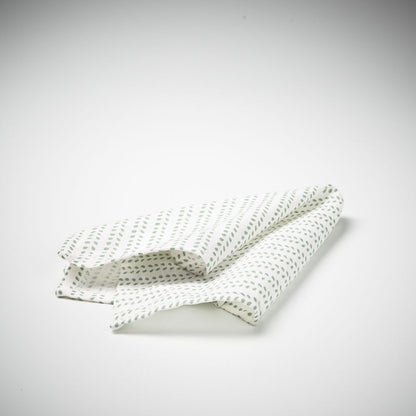 100% linen napkin set of four in white and sea mist pattern