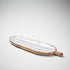 wooden long tray with one handle feature in navy leaf print
