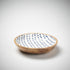 wooden shallow bowl with navy leaf print
