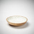 wooden shallow bowl in sea mist leaf print 
