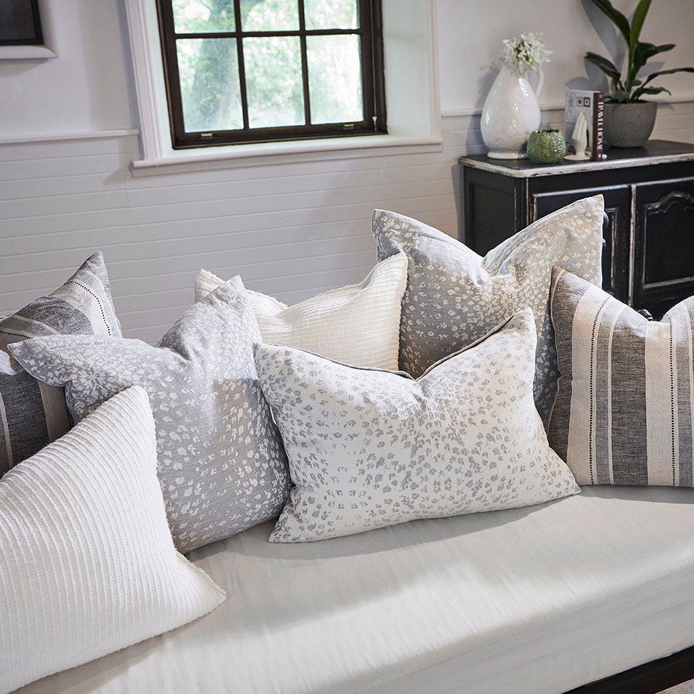 Glacier reversible cushion, silver grey, cotton/cashmere