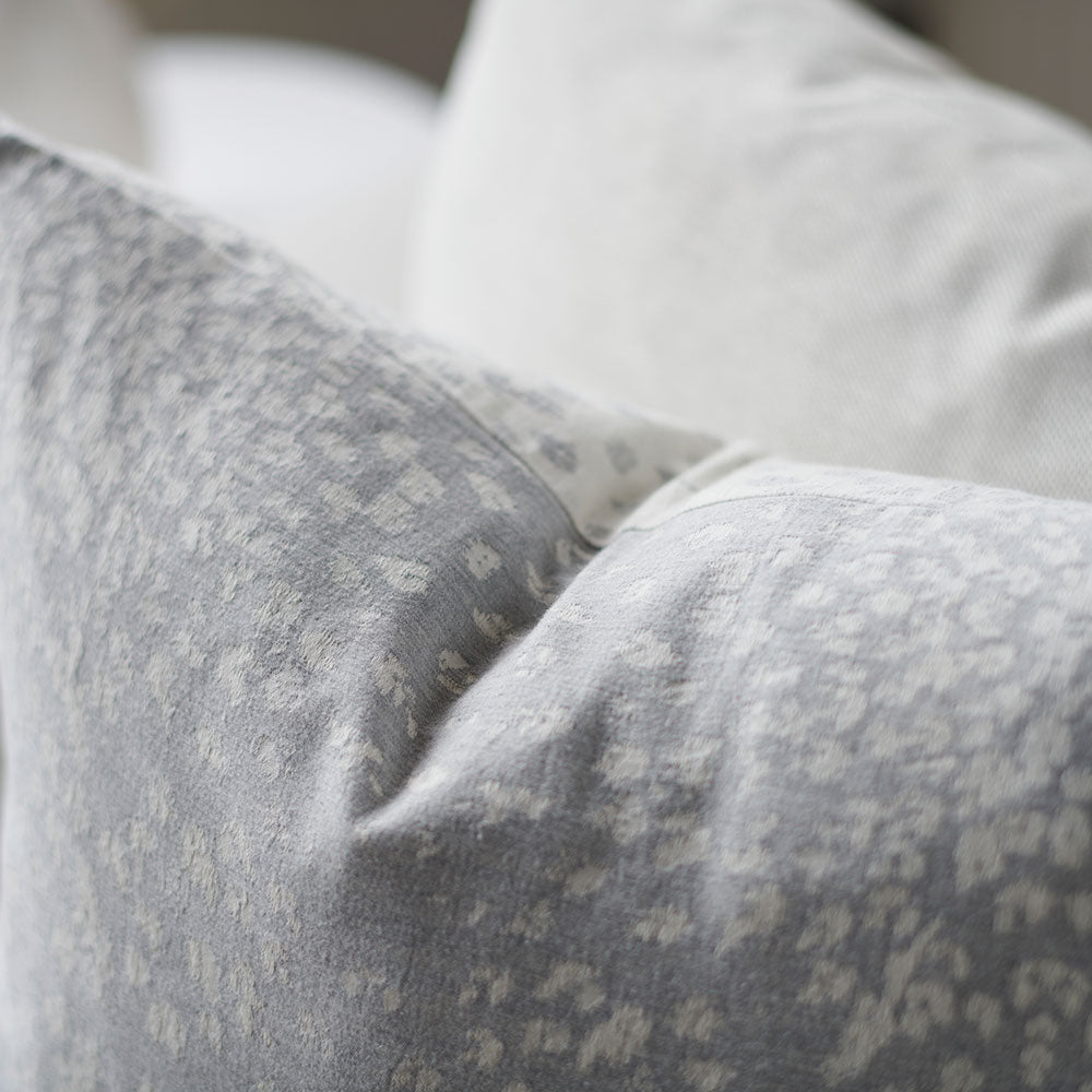 Glacier reversible cushion, silver grey, cotton/cashmere