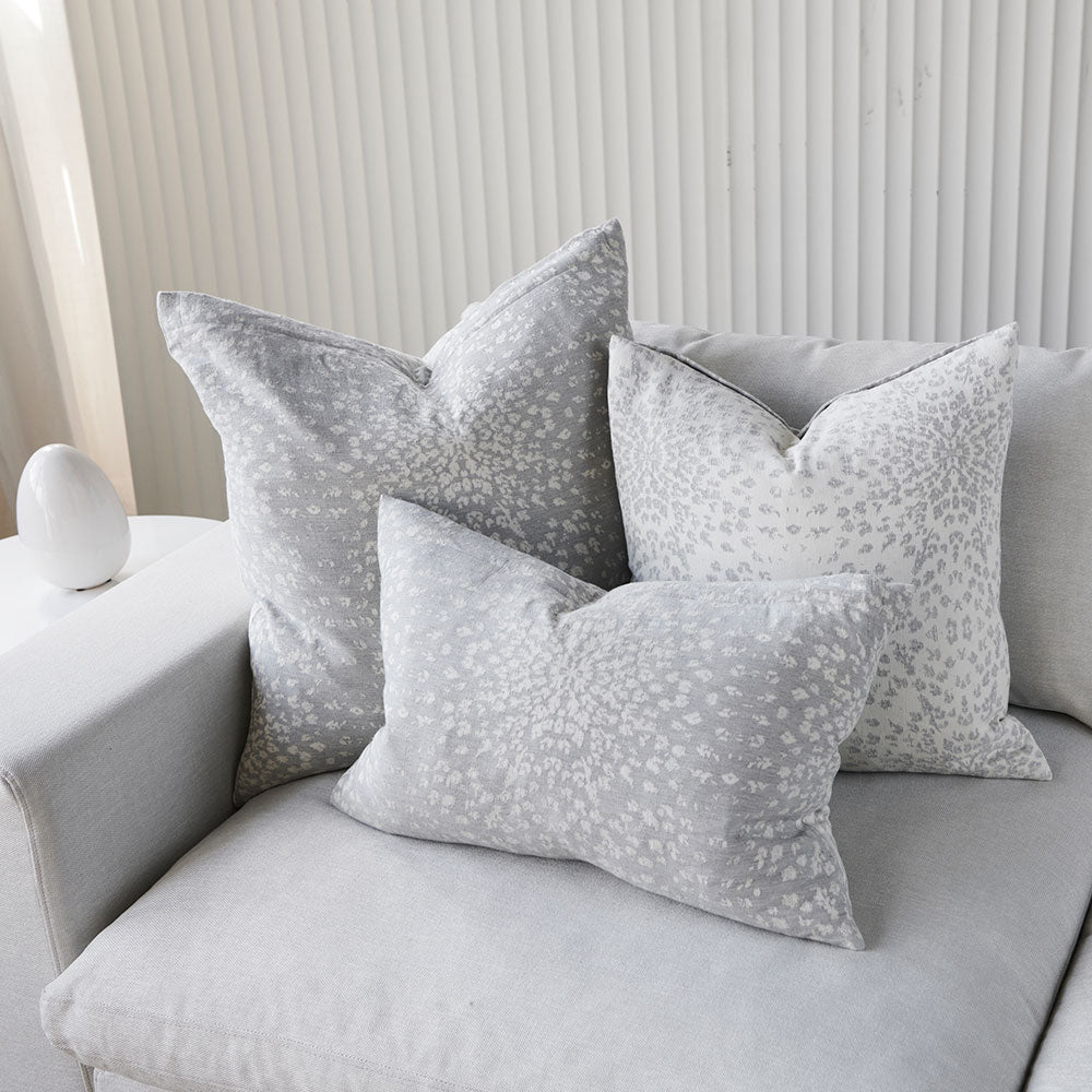 Glacier reversible cushion, silver grey, cotton/cashmere