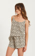 Eadie Lifestyle leopard Linen Cami and Shorts on model
