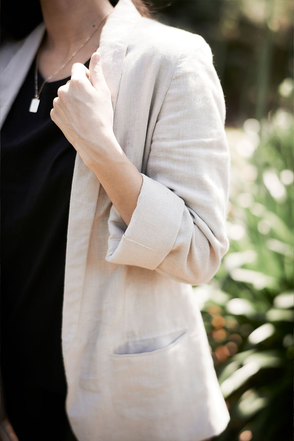 linen blazer - natural