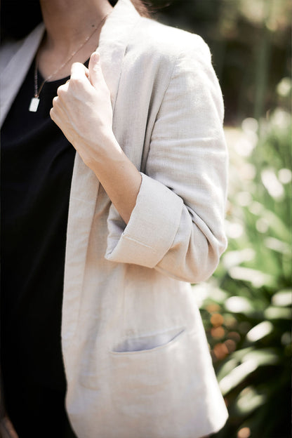 linen blazer - natural