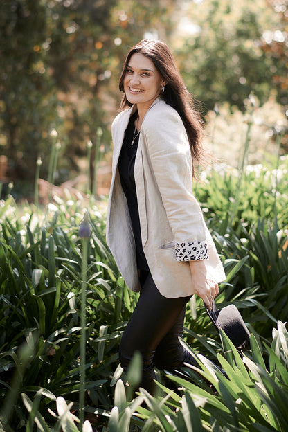 linen blazer - natural