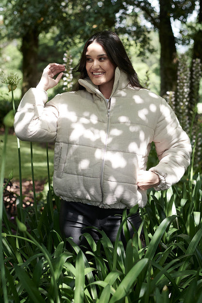 Linen bomber jacket - natural