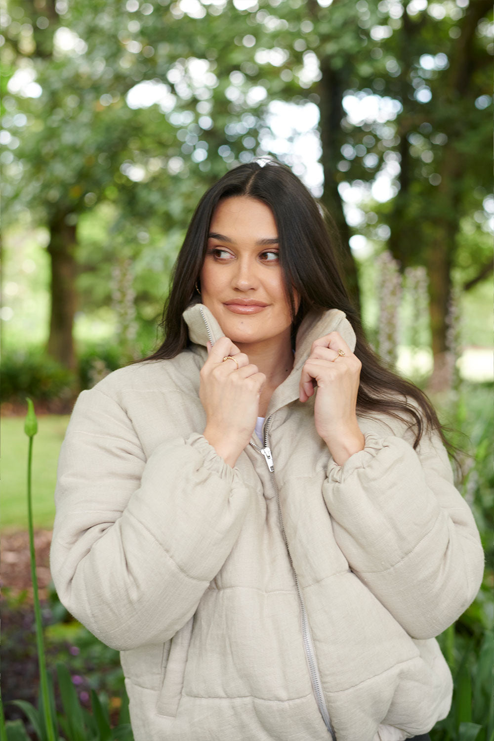 Linen bomber jacket - natural