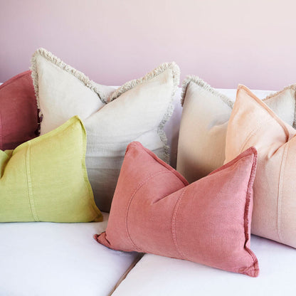 Luca linen cushions and luca boho cushions on a sofa