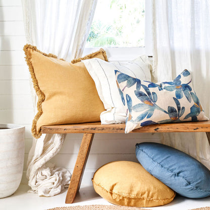 Luca Boho Linen Cushion - Turmeric