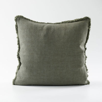 Luca boho linen cushion - khaki - 50x50cm