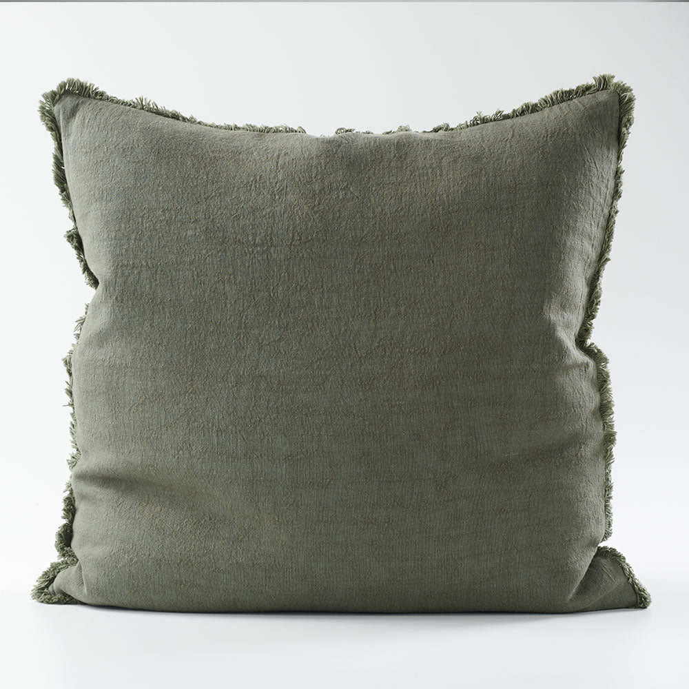Luca boho linen cushion - khaki - 60x60cm