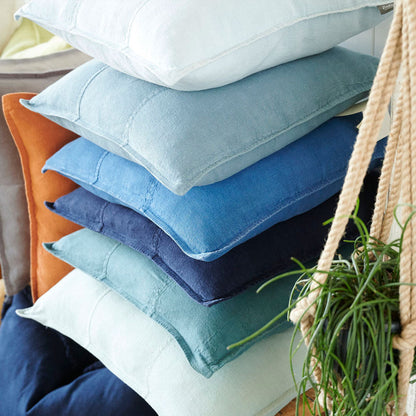 Luca linen cushions and luca boho cushions on a bench seat