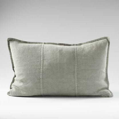 pistachio green coloured 100% linen cushion
