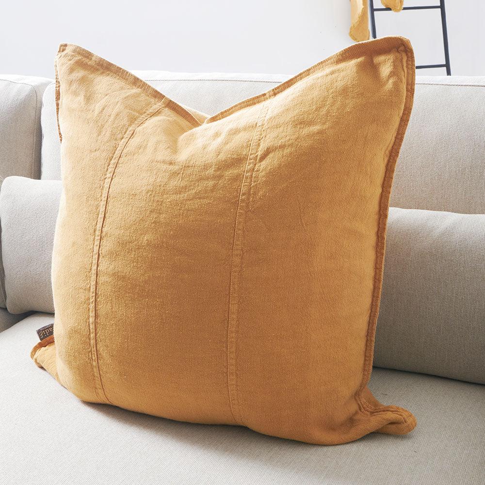 Eadie Lifestyle Luca Linen cushion in turmeric