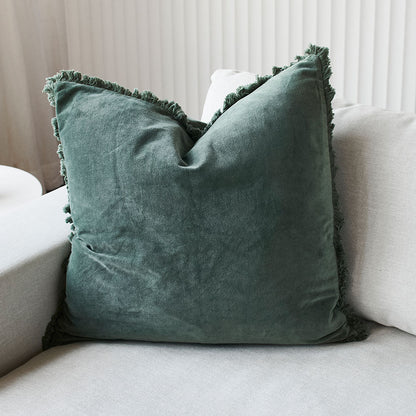 Lynette boho velvet cushion - khaki - 60x60cm