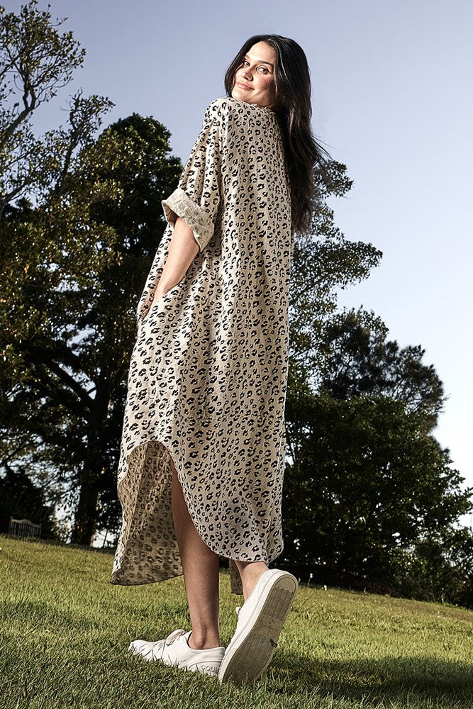 The Malle Linen Dress - Leopard
