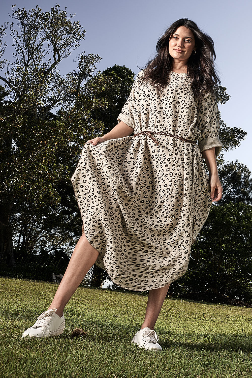 The Malle Linen Dress - Leopard