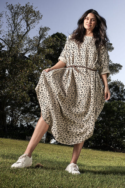 The Malle Linen Dress - Leopard