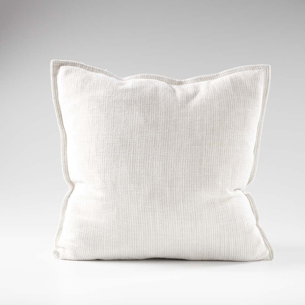 100% linen cushion in a natural and white faint stripe pattern which is reversible