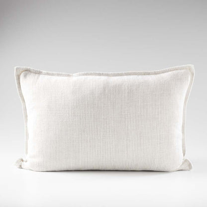 100% linen cushion in a natural and white faint stripe pattern which is reversible