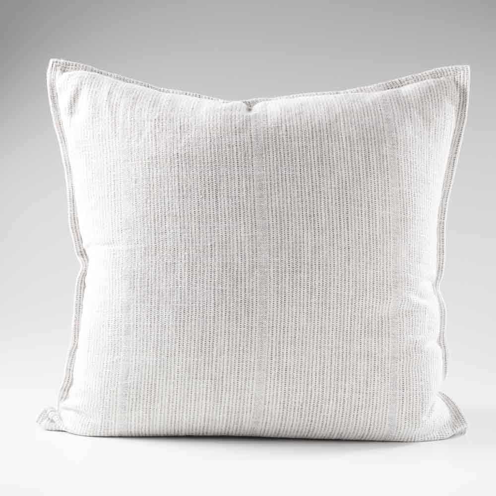100% linen cushion in a slate and white faint stripe pattern which is reversible