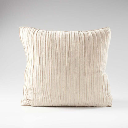ribbed soft blend of linen and cotton cushion in a natural colour with piping feature