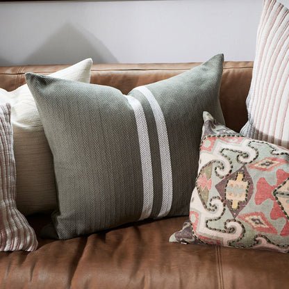 Simpatico cotton cushion in khaki with white stripe