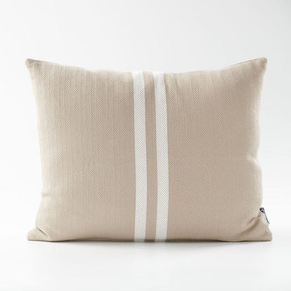 Simpatico cotton cushion in natural with white stripe