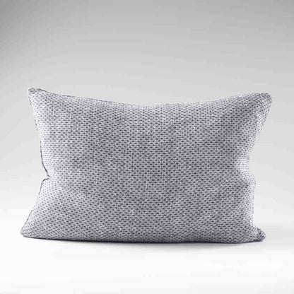 reversible diamond pattern linen cushion in a navy blue