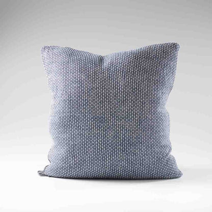 reversible diamond pattern linen cushion in a navy blue