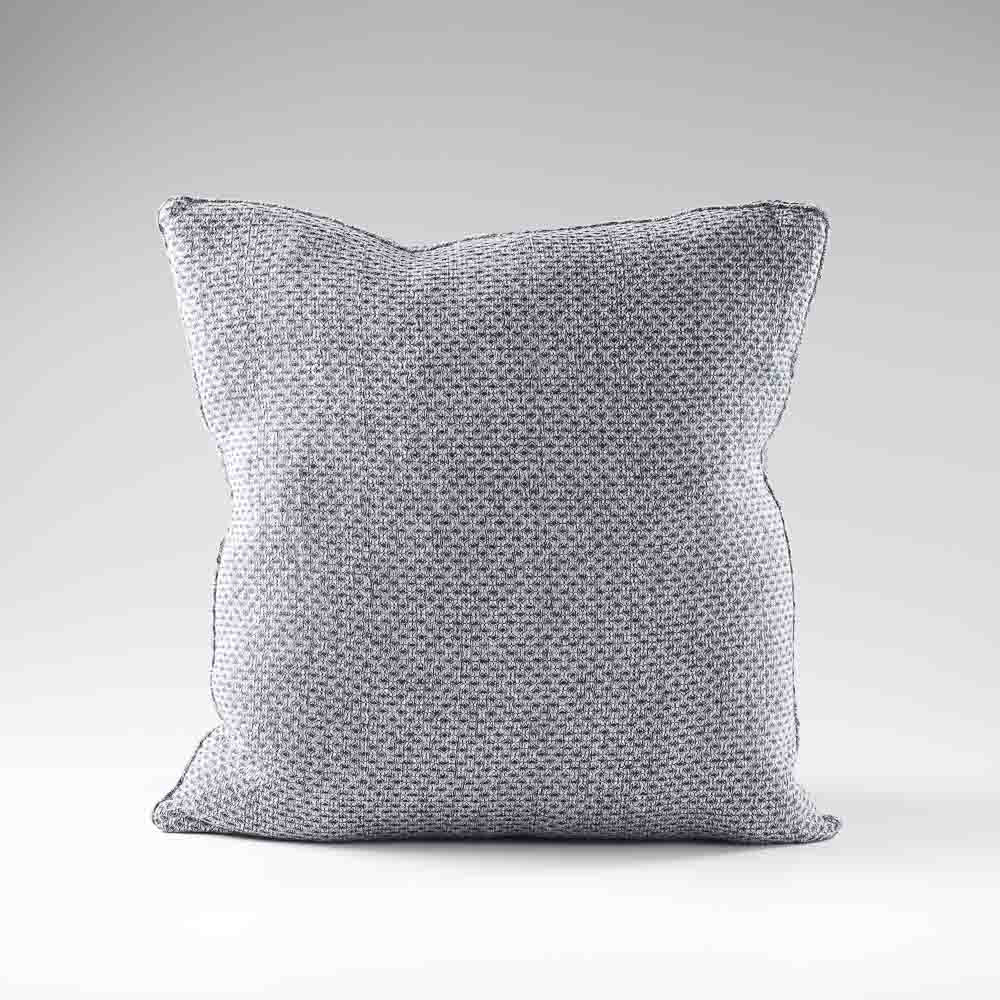 reversible diamond pattern linen cushion in a navy blue