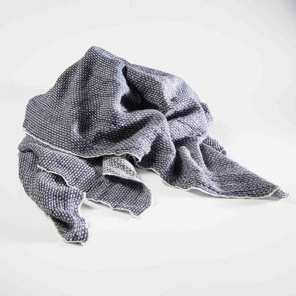 reversible diamond pattern linen throw in a navy blue