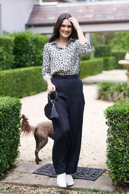 Tailored Linen Shirt - Leopard