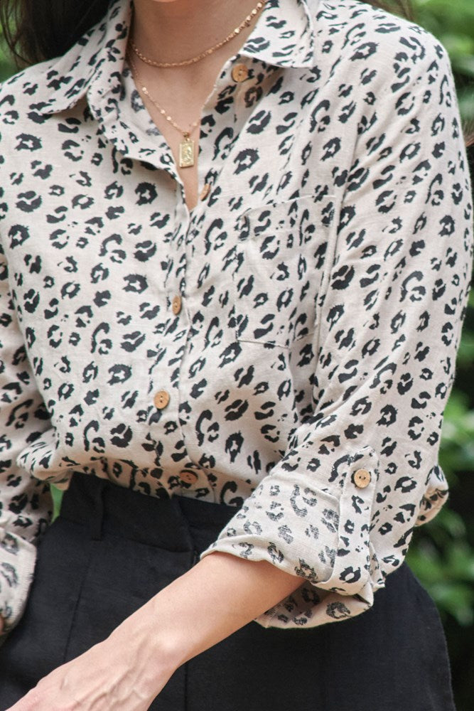 Tailored Linen Shirt - Leopard