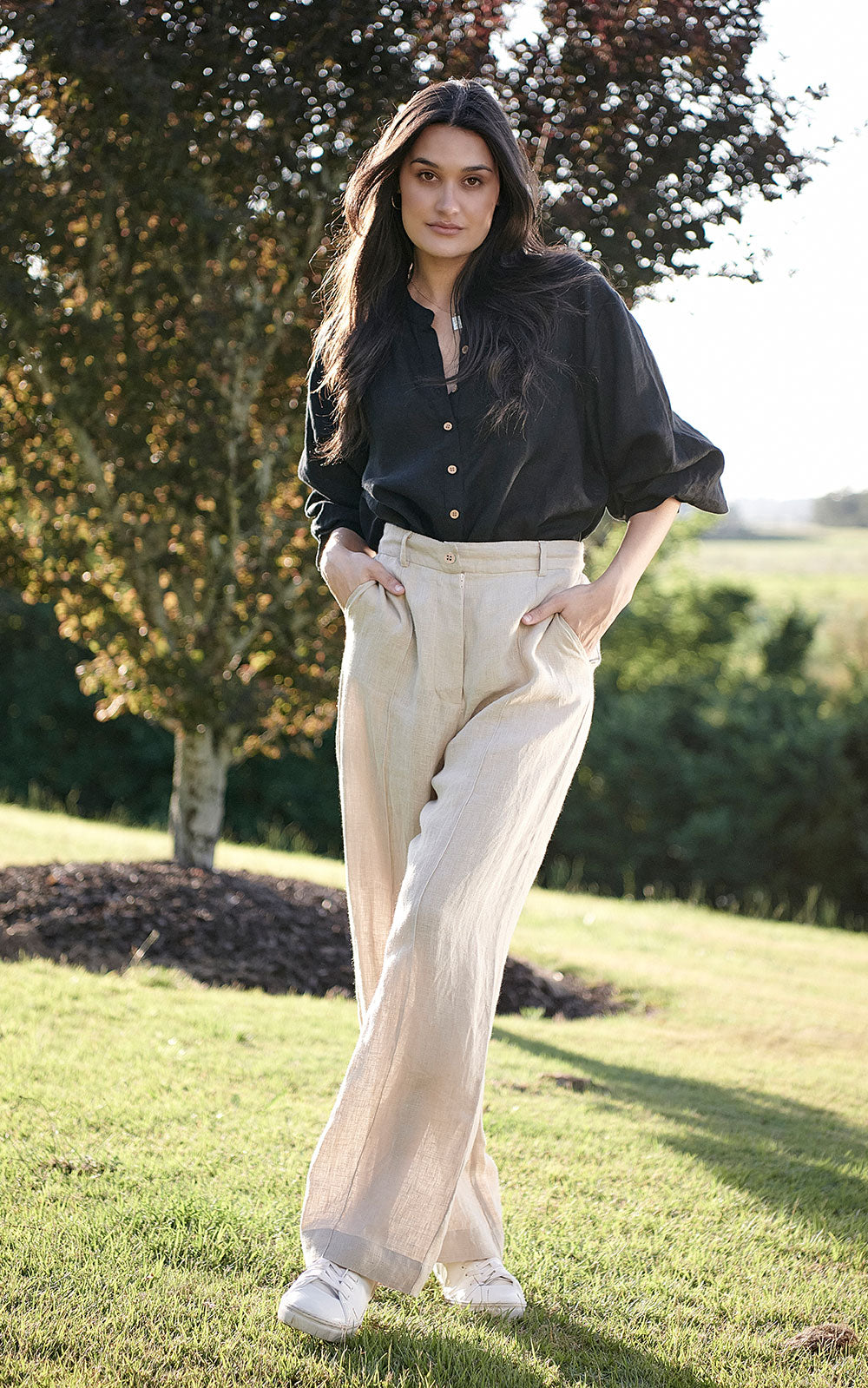 Linen Tailored Pants - Natural