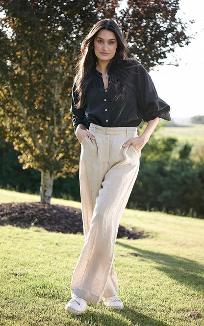 Linen Tailored Pants - Natural