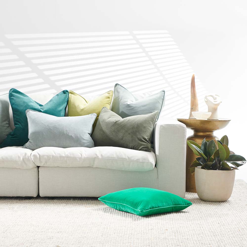 Lynette Velvet Cushion - Sea Mist