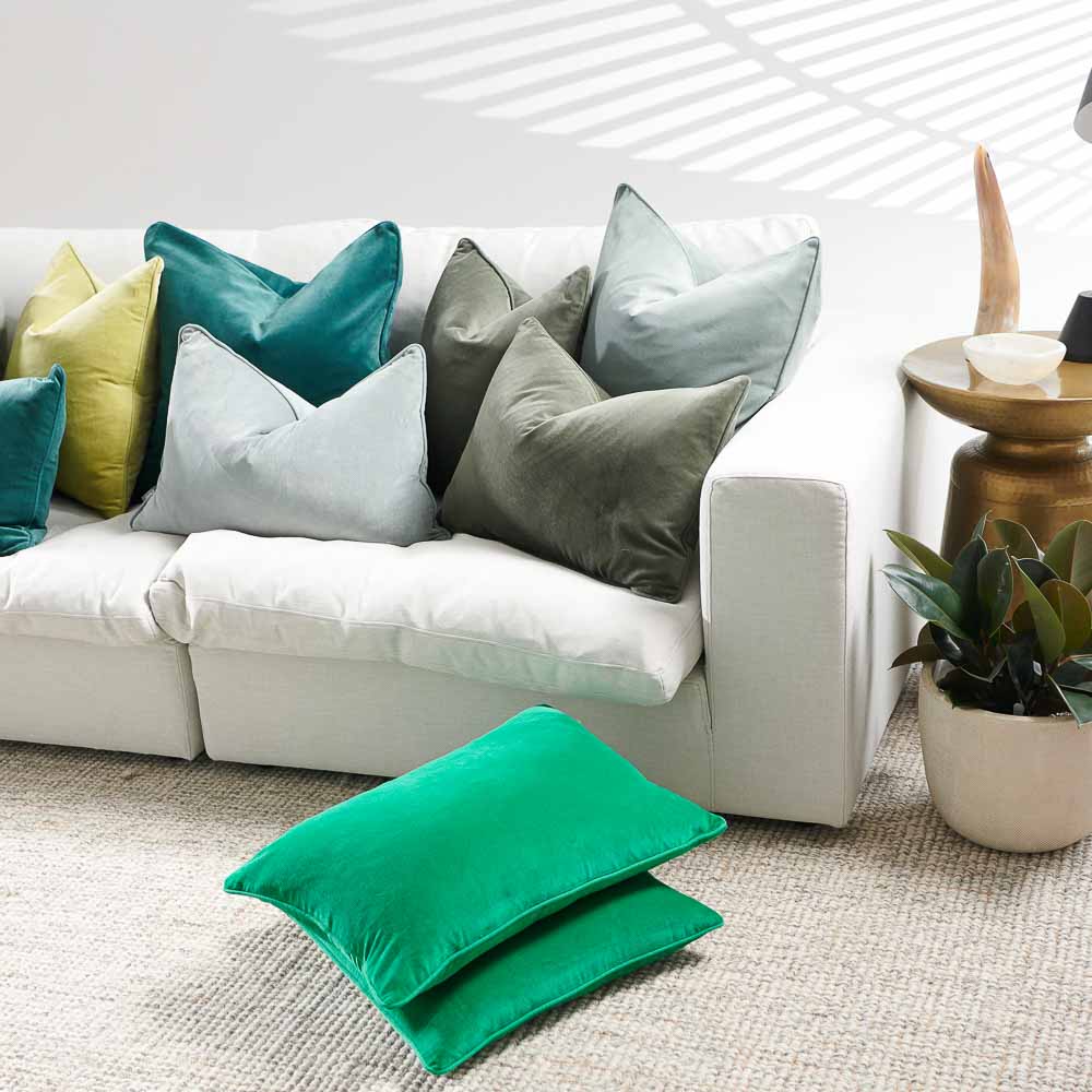 Lynette Velvet Cushion - Sea Mist