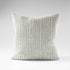 pistachio linen cushion with a white stripe feature 