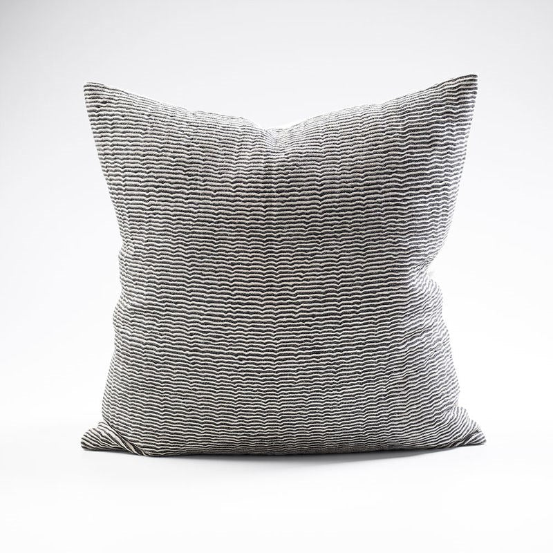 Vigare Linen Cushion - Black/Natural - 50x50cm