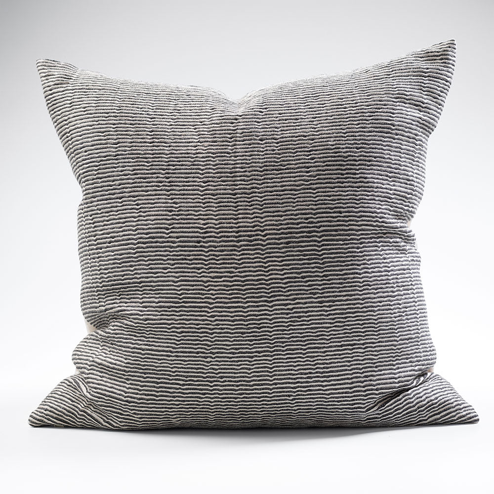 Vigare Linen Cushion - Black/Natural - 60x60cm