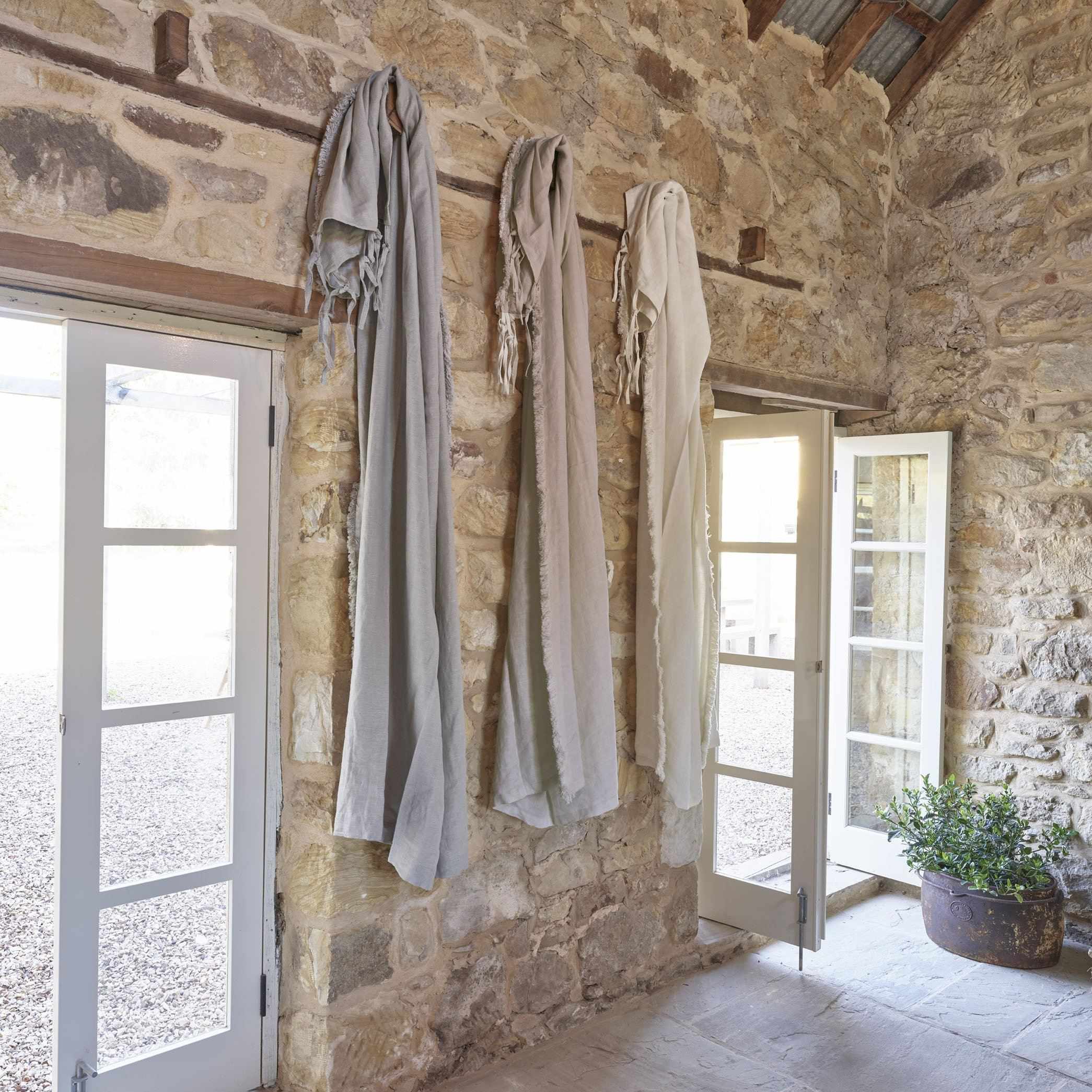 Rosy Brown Luca Boho Linen Curtain - White White / Rectangle: 140x260cm