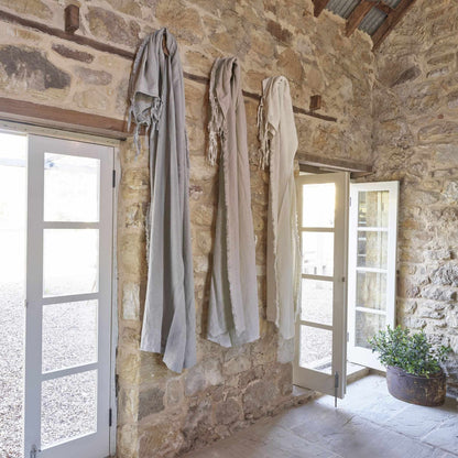 Rosy Brown Luca Boho Linen Curtain - White White / Rectangle: 140x260cm