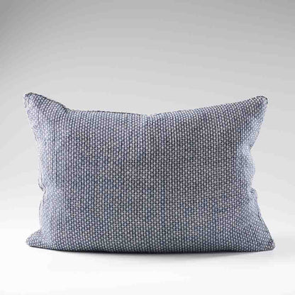 reversible diamond pattern linen cushion in a navy blue