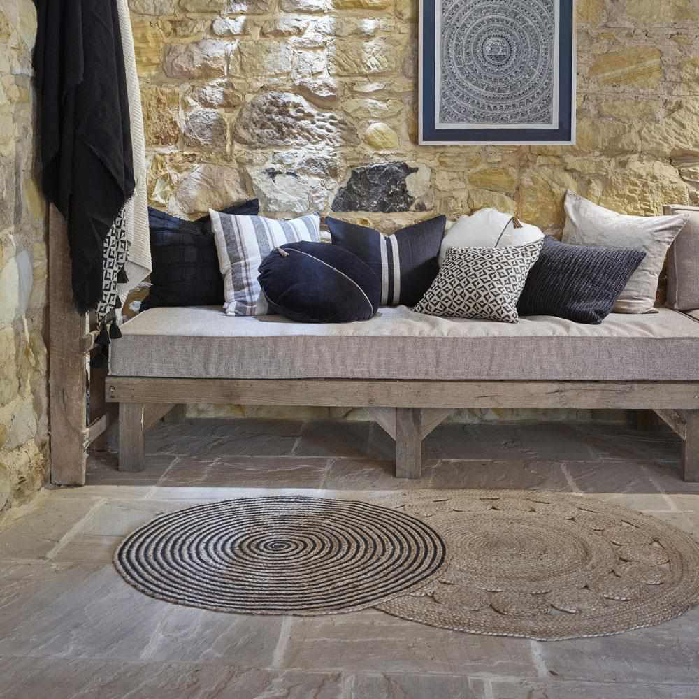 Dim Gray Simpatico Cushion - Black/Natural Black/Natural / Rectangle: 50x60cm