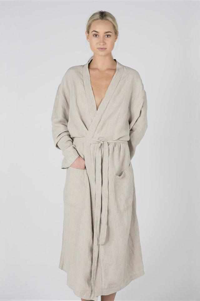 Light Gray The Linen Robe - Natural Natural / OSFA
