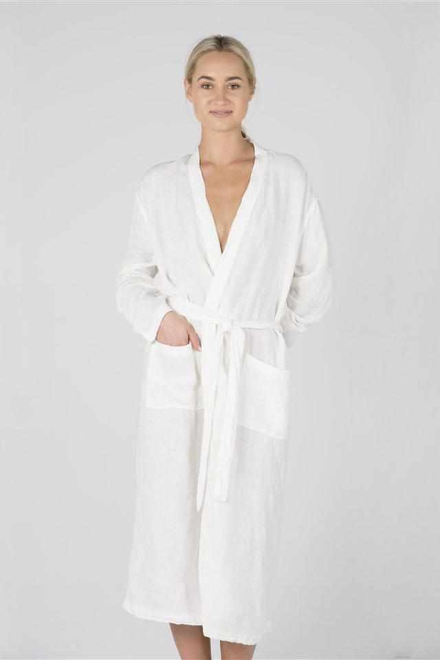 Light Gray The Linen Robe - White White / OSFA